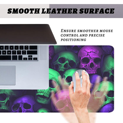 Neon Skull Gaming Mouse Pad Purple Green Gothic Halloween Skeleton Extended Keyboard Mouse Mat for Computer Office, Big Laptop Mouse pad, Gaming Pc 31.5x11.8 in