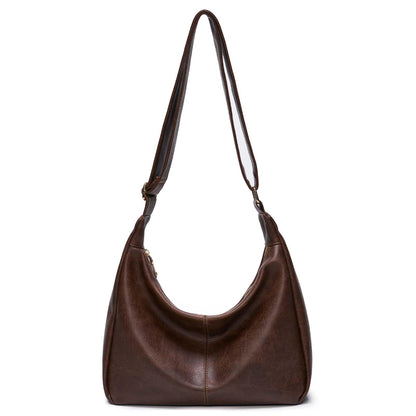 Purses for Women Slouchy Shoulder Bag Hobo Bag Soft Vegan Leather Adjustable Wide Strap Crossbody Tote Multi Pocket Handbags (Brown)