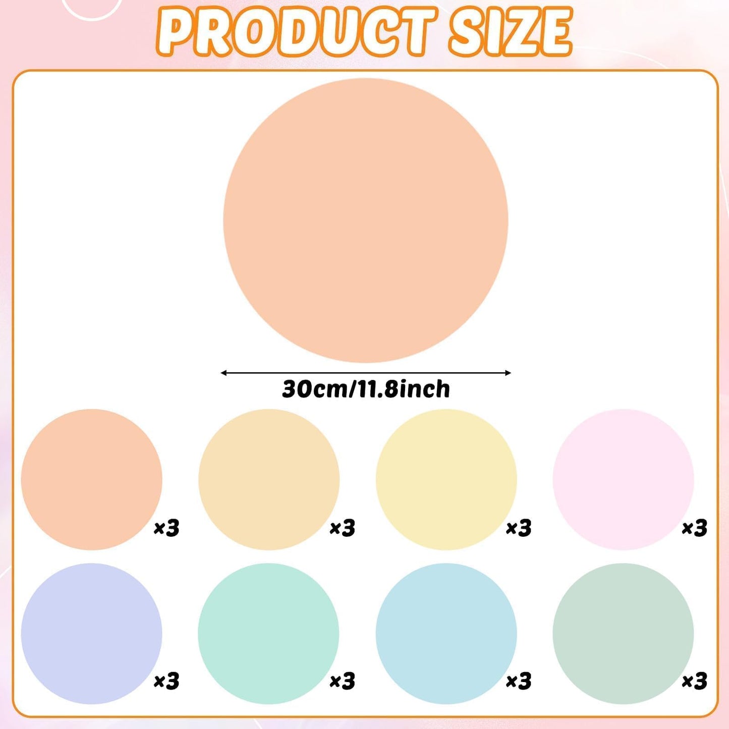 gisgfim 24PCS Dry Erase Dots 12 Inch Whiteboard Marker Wall Decor Removeable Circle Sticker Spots Writing Spots Set for Classroom Table Teachers Students School Supplies (Pastel)