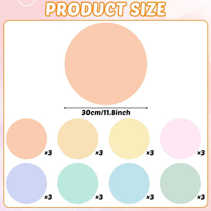 gisgfim 24PCS Dry Erase Dots 12 Inch Whiteboard Marker Wall Decor Removeable Circle Sticker Spots Writing Spots Set for Classroom Table Teachers Students School Supplies (Pastel)