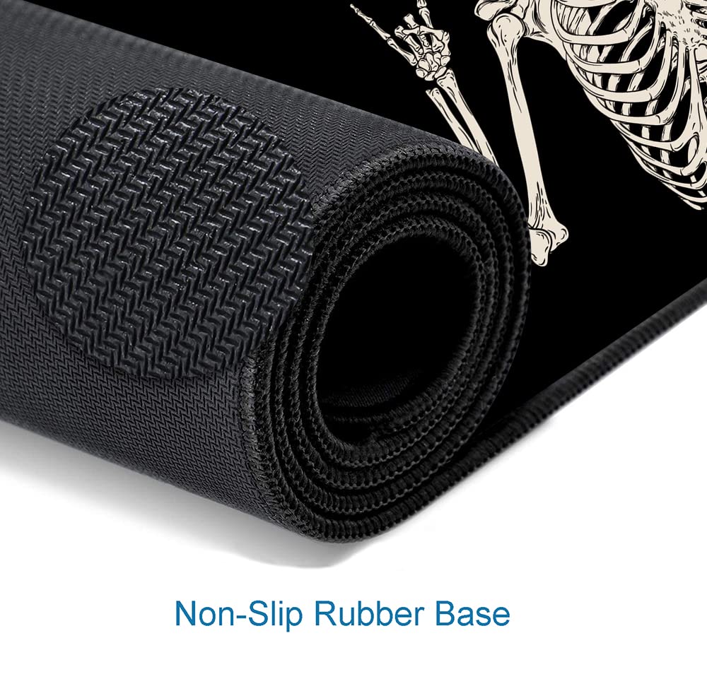 SANWUMIAN Gaming Mouse Pad, Large Mouse Pads for Desk, Non-Slip Rubber Base Mousepad, Keyboard Mouse Mat, Desk Pad with Stitched Edges, 31.5x11.8 inch Black Human Skeleton