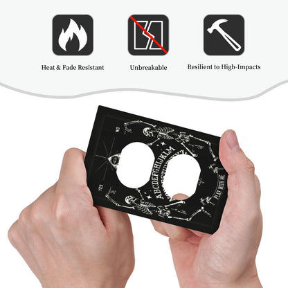 Decorative Dark Skull Gothic Skeleton Duplex Wall Plate 1-Gang Receptacle Outlet Cover Cool Halloween Funny Hippy Mystic Eyes Lovers Aesthetic Electrical Light Faceplate Switch Plate Covers