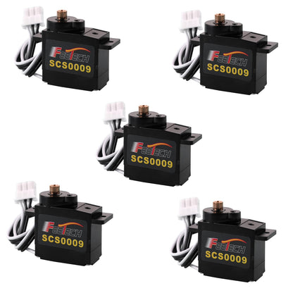 RCmall SCS0009 Serial Bus Servo Kit SCS0009 2.3KG Micro Servo Metal Gear w/300° Encoder TTL/RS485 for Robot Arm, RC Helicopter, Arduino, STEAM (5 Servos)