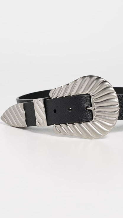 THE GREAT. Women's Stetson x The Big Buckle Belt, Black with Silver, Small