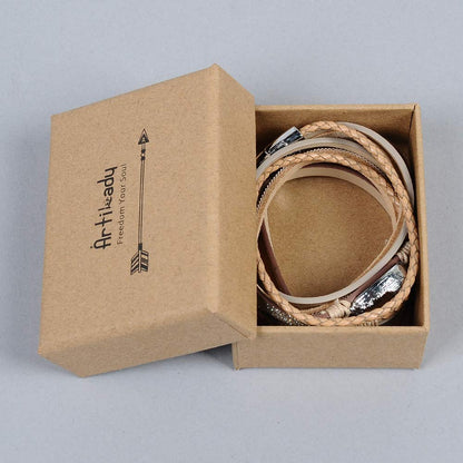 Artilady Leather Wrap Bracelet for Women - Handmade Clasp Bangle Bracelet with Pearl Beads Crystal Wristbands Jewelry Gift for Ladies and Mother