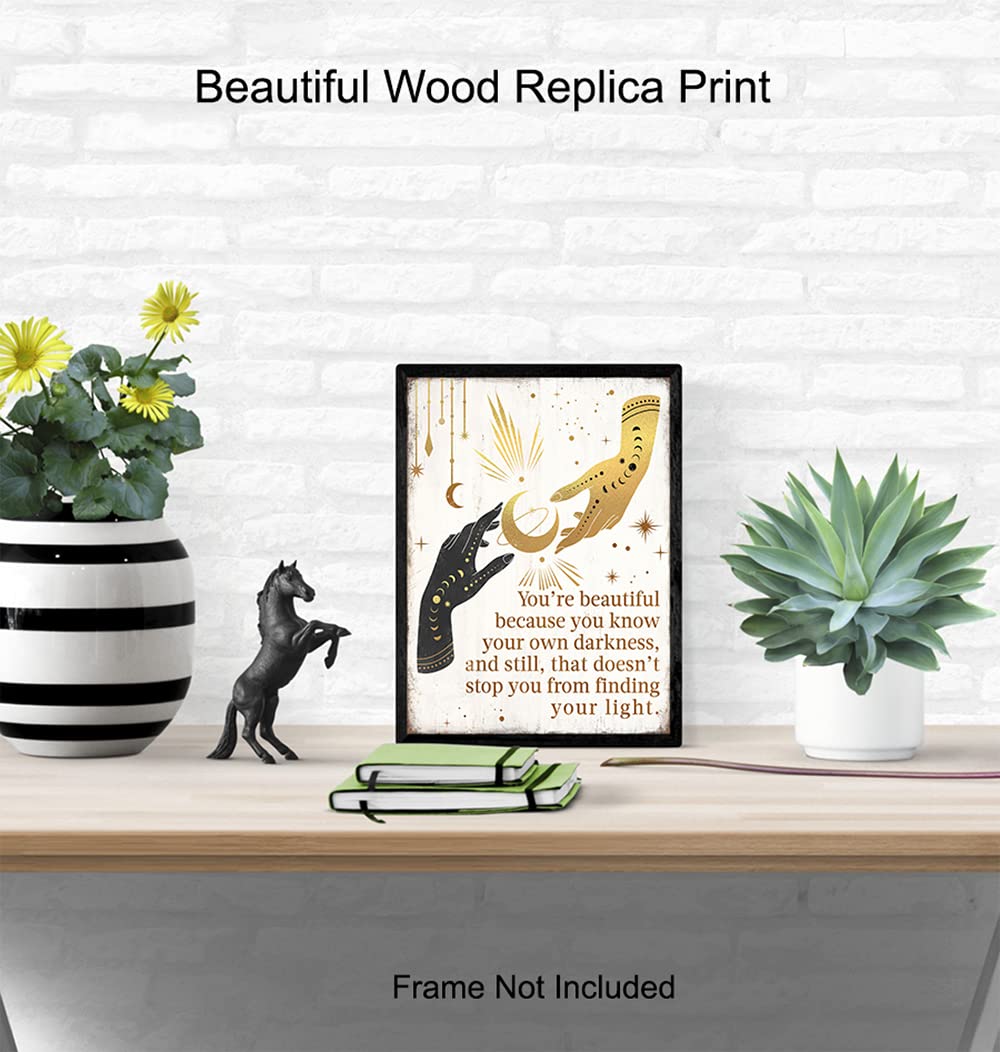 Boho Witchcraft Wall Art - Gothic Witchy Room Decor - Inspirational Positive Quotes for Women - Encouraging Gifts - Shabby chic Celestial Wicca Wiccan Witch Motivational poster - Pagan Supplies