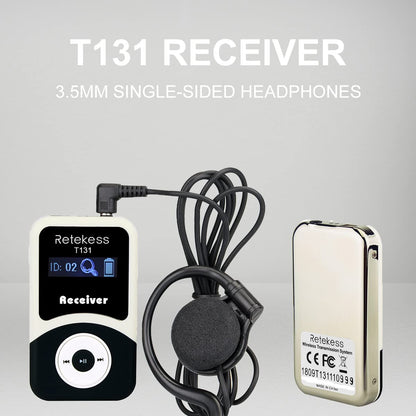 Retekess T130 Church Translation Device, Tour Guide System Rechargeable, Simple Basic, Clear Sound Quality, Whisper Devices for Church, Factory, School (1 Transmitter 5 Receivers)