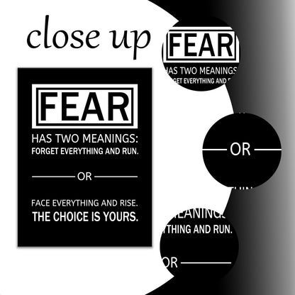 Motivational Canvas Poster Wall Art Fear Has Two Meanings Print Affirmation Inspirational Quotes Positive Theme Picture Painting Artwork for Gym Classroom Office Stretched and Framed [18''Wx24''H]