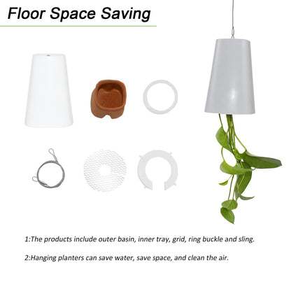 SYOOY 2 PCS Upside-Down Planter Hanging Flower Pot Planter for Balcony Garden Home Decoration (White)