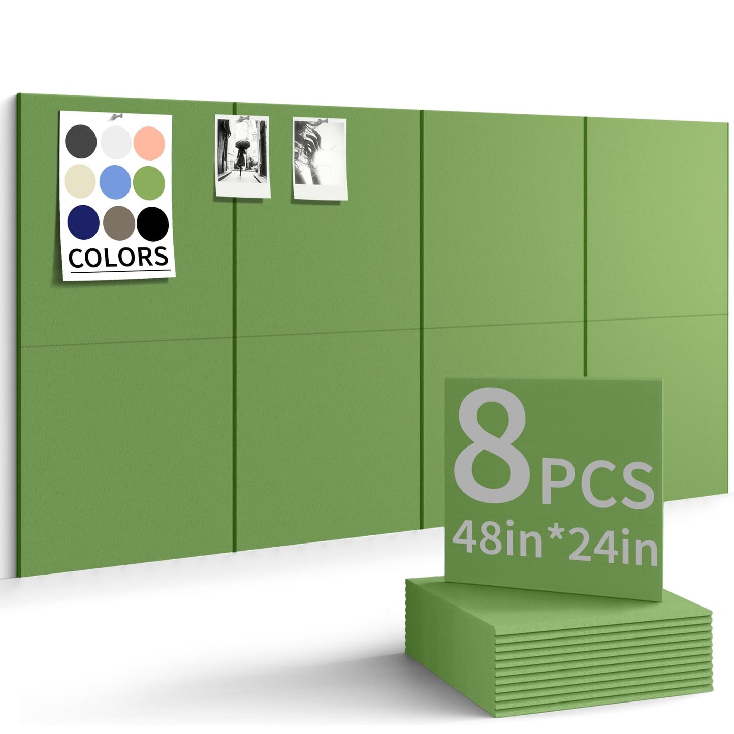 Large Bulletin Board 48"x 24" Cork Boards for Walls, 8 Pack Felt Wall Panels Photo Board, Cork Board for Office Home Pin Board