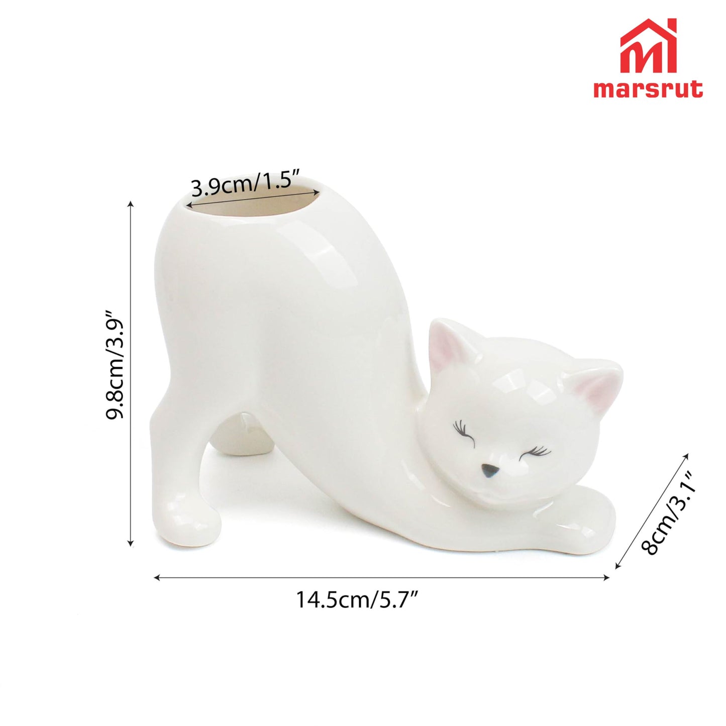 Cute Cat Planter Pot Indoor Flower Vase, Kitty Sloth Plant Holder Butt Shaped, Unique Tailless Succulent Ceramic Animal Display, Ceramic Bonsai Gift, Lovely Office Desk Living Room Home Outdoor Decor