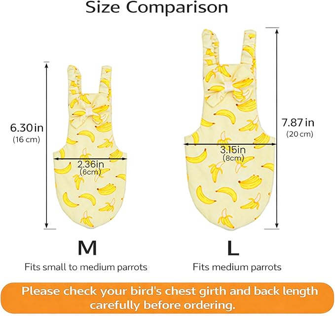 Bird Diaper and Leash Set with Harness, Cockatiel/Conure/Young Quaker Parrot Diapers with Harness, Washable Pet Bird Flight Suit Set for Outdoor Flying & Training (M)