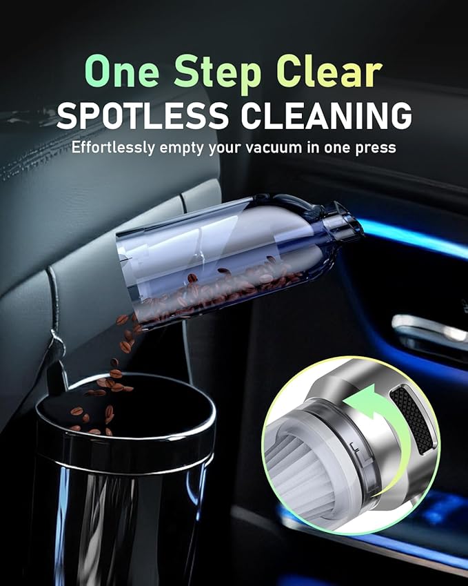 Car Vacuum,3 Suction Modes,Portable Mini Cordless Cleaner with 24000pa Suction Power,Type-C Charge,Handheld Vacuum for Home,Car,Birthday Gifts for Men Dad Husband (Titanium)