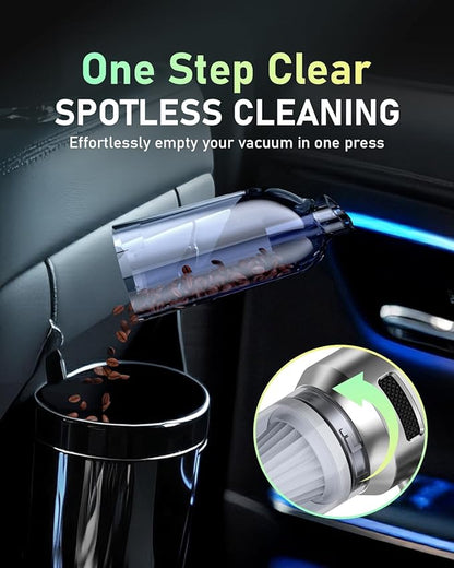 Car Vacuum,3 Suction Modes,Portable Mini Cordless Cleaner with 24000pa Suction Power,Type-C Charge,Handheld Vacuum for Home,Car,Birthday Gifts for Men Dad Husband (Titanium)