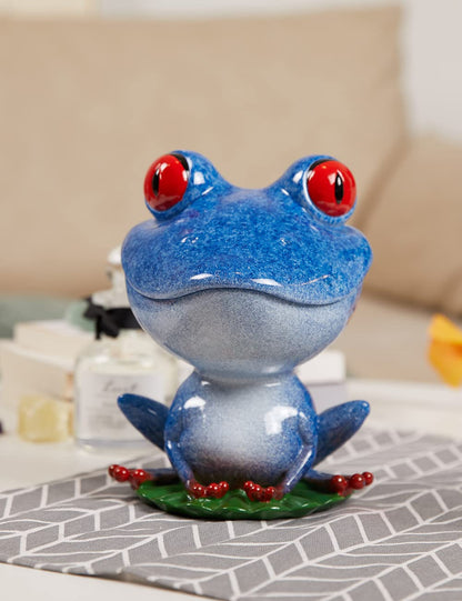 NENBOLEC Frog Figurine Candy Dish Cookie Jar Snack Tray Modern Art Home Decor Gift for Living Dining Room Kitchen Office Blue 8 Inch