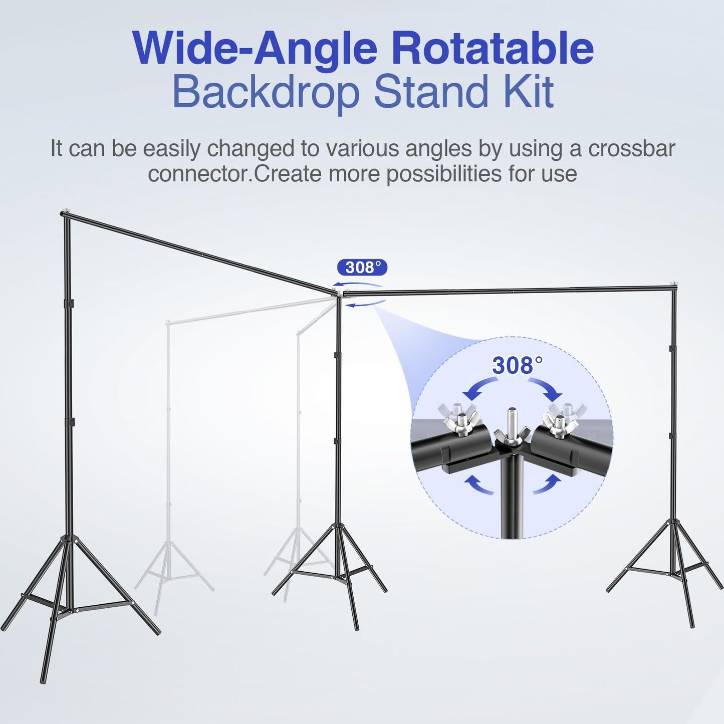 EMART Backdrop Stand, 20x7ft(WxH) Large Adjustable Background Support System with 308° Angle Rotatable Connector, 8 Clamps, 3 Sandbags and Carry Bag for Parties, Wedding, Photography Studio