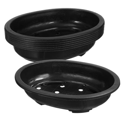 ERINGOGO 6 PCS Bonsai Training Pots, 15'' Oval Bonsai Planter Pot with Drainage Hole, Plastic Large Deep Flower Pot Plants Growing Pots for Nursery, Garden, Balcony