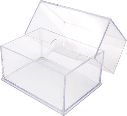 Gary Plastic Packaging 10-Pack Clear Acrylic Card Storage Boxes with Lids – Holds up to 100 Standard Trading Cards Each, Stackable Organizer for Sports & TCG Cards (Unsleeved)