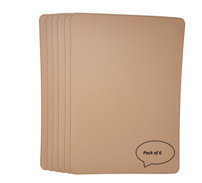 Nikalaz Set of 6 Placemats Made of Recycled Leather (18"x13", Light Camel)