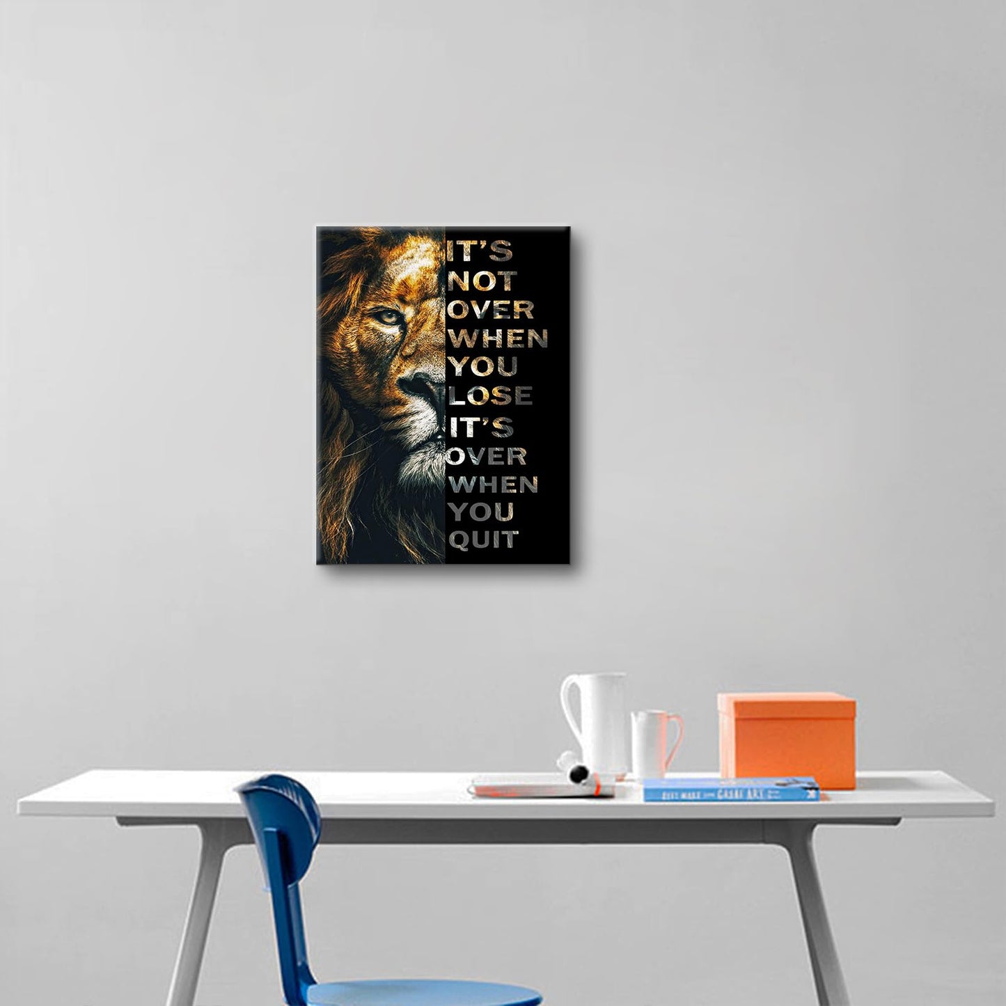PJQART Motivational Posters Animal Lion Canvas Print Wall Art Inspirational Quote Picture Painting Modern Home Decor Inspiring Artwork for Living Room Bedroom Office Ready to Hang [18''W x 24''H]