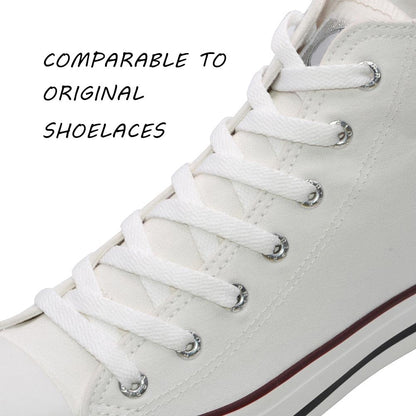 VSUDO 54" Flat White Shoe Laces for Sneakers, Shoelaces for Sneakers, Replacements Shoe Strings for Women or Men (1 Pair-White-137CM)