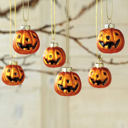 Lillian Vernon Glass Jack-o'-Lantern Halloween Ornaments - Set of 6, Holiday Home Décor