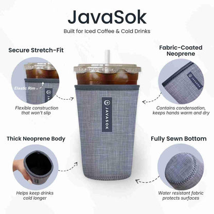 Sok It JavaSok Iced Coffee & Cold Soda Insulated Neoprene Cup Sleeve (Blue Ridge, Medium: 22-28oz)