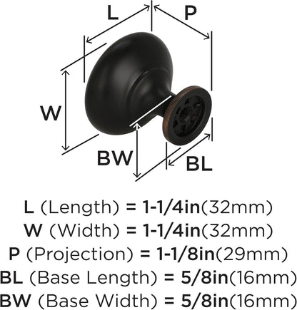 Amerock | Cabinet Knob | Oil Rubbed Bronze | 1-1/4 inch (32 mm) Diameter | Edona | 10 Pack | Drawer Knob | Cabinet Hardware