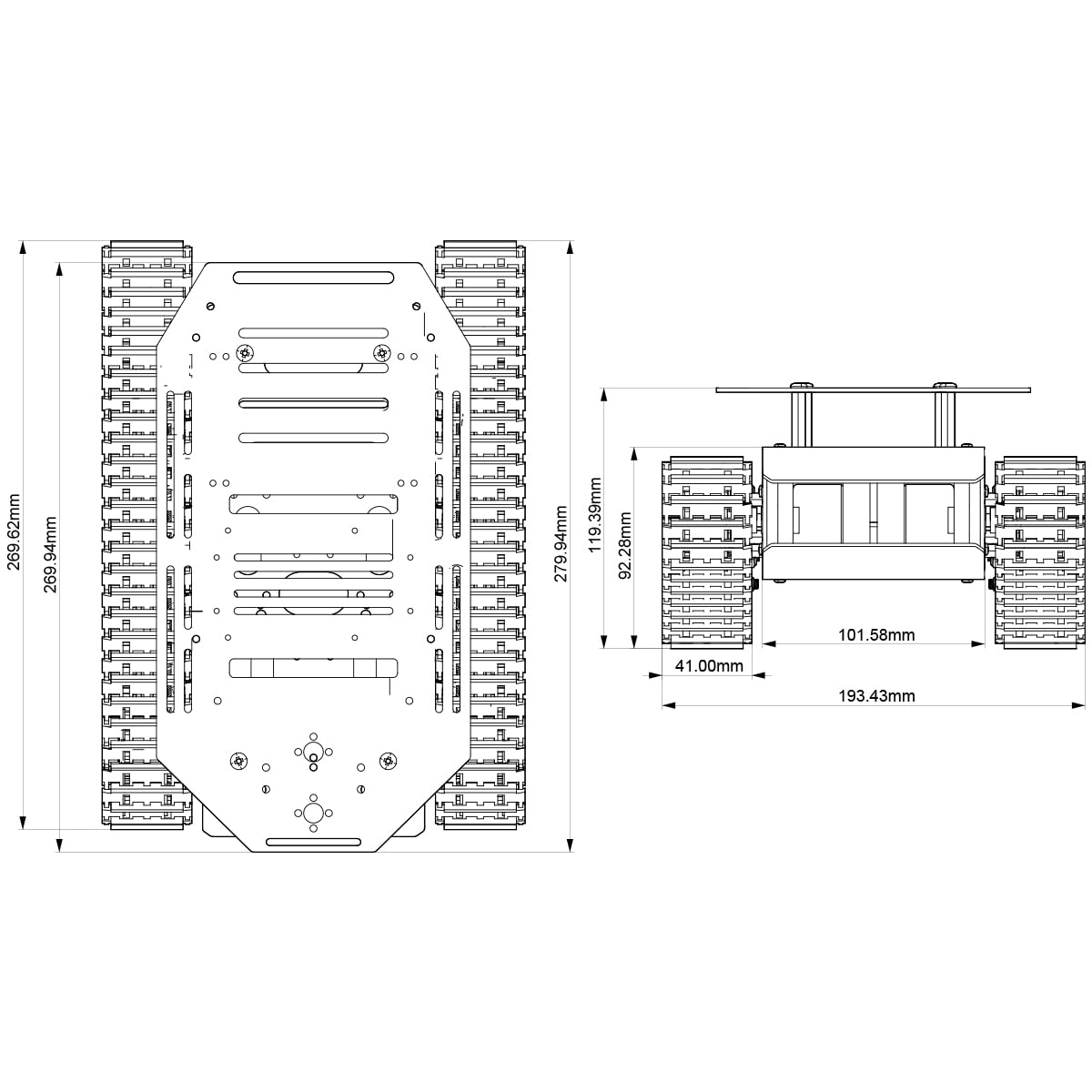 Robot Tracked Tank Car Chassis with Encoder DC Motor, Suspension Shock Absorption Chassis Car Double Layer Full-Metal Robotic Moving Platform Track for Arduion RPi Jetson DIY Maker Smart Robot Car