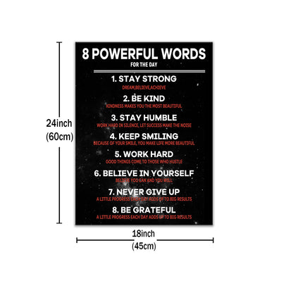 Inspirational Canvas Wall Art Motivational 8 Powerful Words Quotes Poster Print Rules Signs Picture Painting for Modern Home Bedroom Teens Room Office Artwork Stretched and Framed [18" W x 24" H]