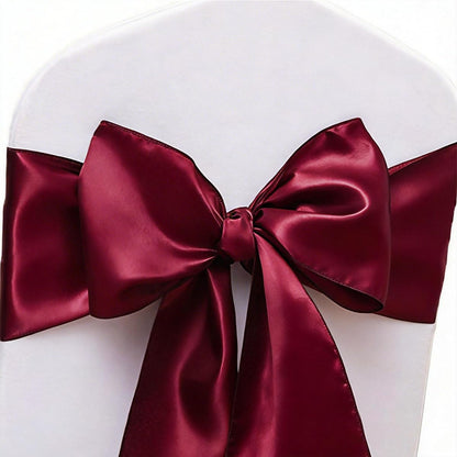 JFDYDM 50 Pack Satin Burgundy Chair Sashes Bows for Wedding Party Thanksgiving Halloween Hotel Reception Restaurant Decorations, Event Decorations