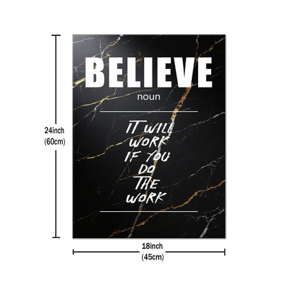 Motivational Canvas Wall Art Believe Noun Entrepreneur Quotes Poster Print Inspirational Pictures Painting for Office Class Room School Wall Decoration Stretched and Framed [18''Wx24''H]