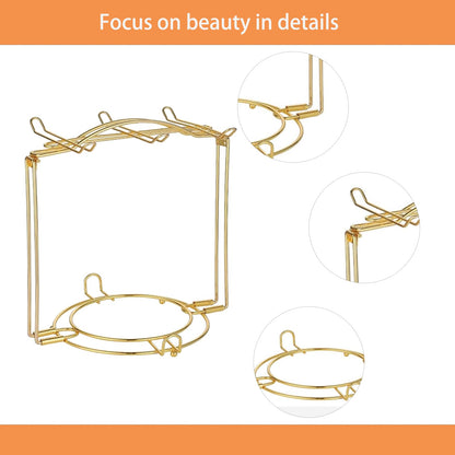 LXFNDZW Gold Metal Cup and Saucer Display Stand Tea and Coffee Cup Holder for Countertop, Coffee Station Organizer for Home or Bar Decor