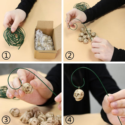 Wjwumha 12Pcs Skeleton Plant Decor Stakes Halloween Decorations for Lawn Garden Skull Flower Pot Adornment