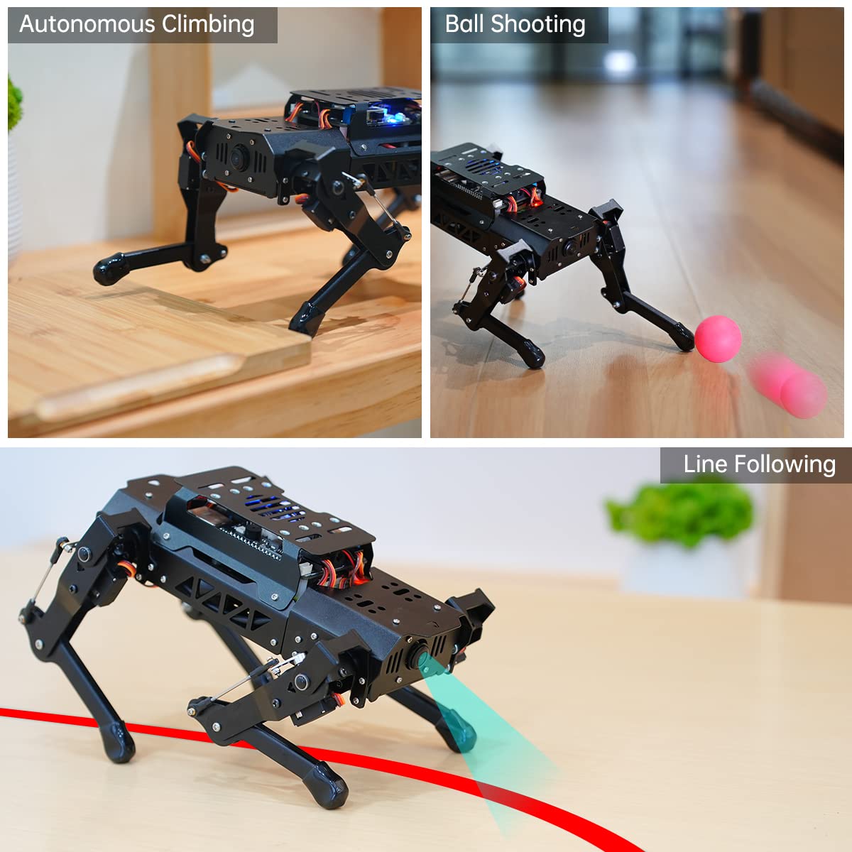 PuppyPi Robot Dog with ChatGPT Large AI Models AI Embodied Intelligence ROS Robotic Dog Vision Scene Voice Understanding SLAM Mapping Navigation Bionic Quadruped Robot, Advanced Kit & RaspberryPi5 8GB