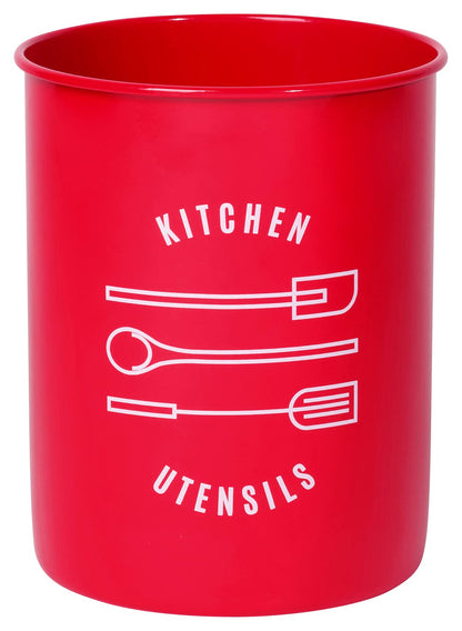 Now Designs Powder-Coated Steel Utensil Crock,Red, 5x6 inches
