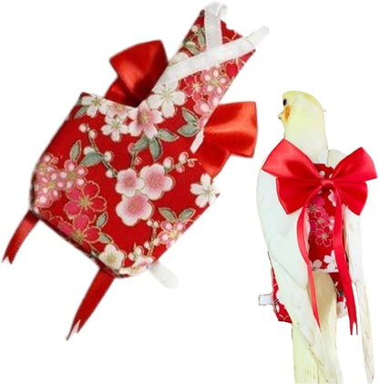 Bird Diaper Parrot Washable Diapers, Parrot Flight Suit, Reusable Nappies for Parakeet Cockatiel Mini Macaw Budgie Conure Lovebird (Red,2XL)
