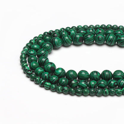 35pcs 10mm Malachite Loose Beads for Jewelry Making, Natural Semi Precious Beads Round Smooth Gemstone Spacer Beads Charms for Necklaces Bracelets