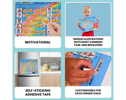 Thought-Spot Behavior Reward Chart for Kids | Chore & Behavior Chart with 41 Task Pieces, 32 Behavior Pieces & 80 Reward Pieces | Motivational Tool for Responsibility, Good Habits & Toddler Routine