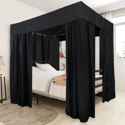 Kmhesvi Black Canopy Bed Curtains - 4 Corner Post Bed Curtains Canopy Twin Bed Canopy Curtains for Adults Girls Bedroom Decoration(Black, Twin)