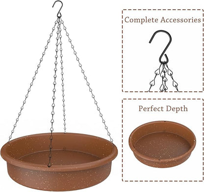 AISITIN 12 Inch Hanging Bird Bath with Solar Fountain, Outdoor Solar Powered Hanging Bird Bath Fountain, Multi-Functional Bird Basin for Drinking & Feeding, Solar Water Pump for Garden Patio Yard