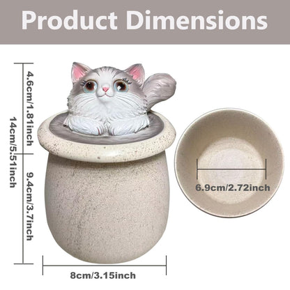 Terramason Marble Jar Cat Storage Container with Removable Lid Brown Candy Miscellaneous Goods Canister Home Decor Gift