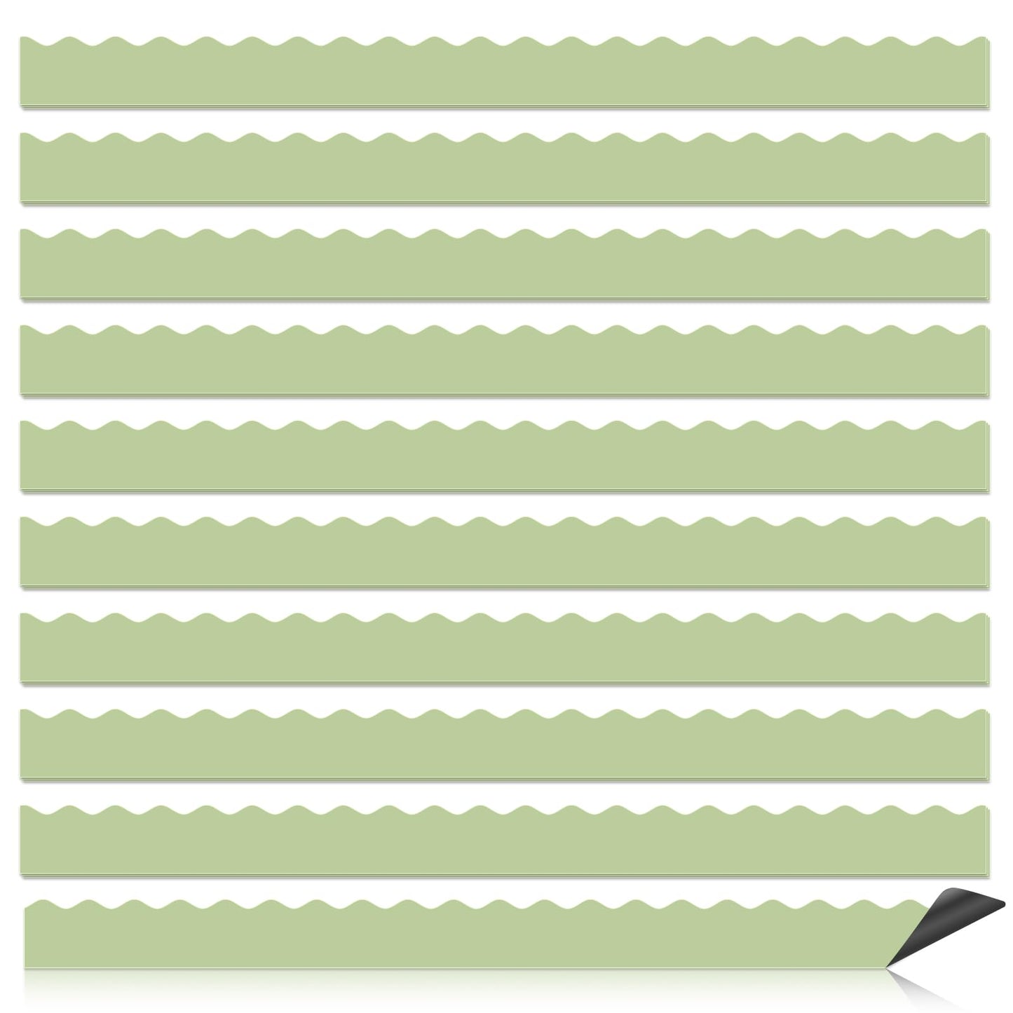 30 Pcs Magnetic Borders for Classroom Whiteboard - Light Green Magnetic Bulletin Board Border Set - Scalloped Chalkboard Border Strips for Teachers, Parents, DIY Home,School & Office Decoration