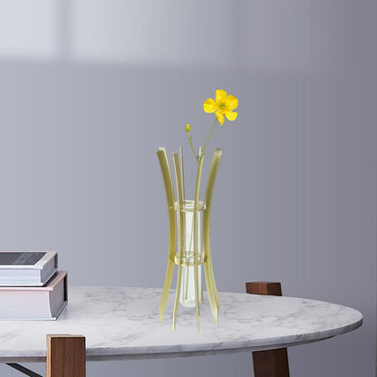 Gcljlmy Hydroponic Plant Glass Tube Flower Vase Desktop Decoration Sturdy Decorative for Plant Propagating Terrariums (Golden 7x7x20cm)