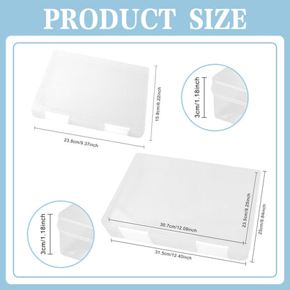 Olutacot 12 Pcs Clear A4 A5 File Box Document Plastic Storage Box with 48 Labels File Holder Organizer Box Paper Plastic Case Magazine Protector with Buckle Office School Supplies(White)