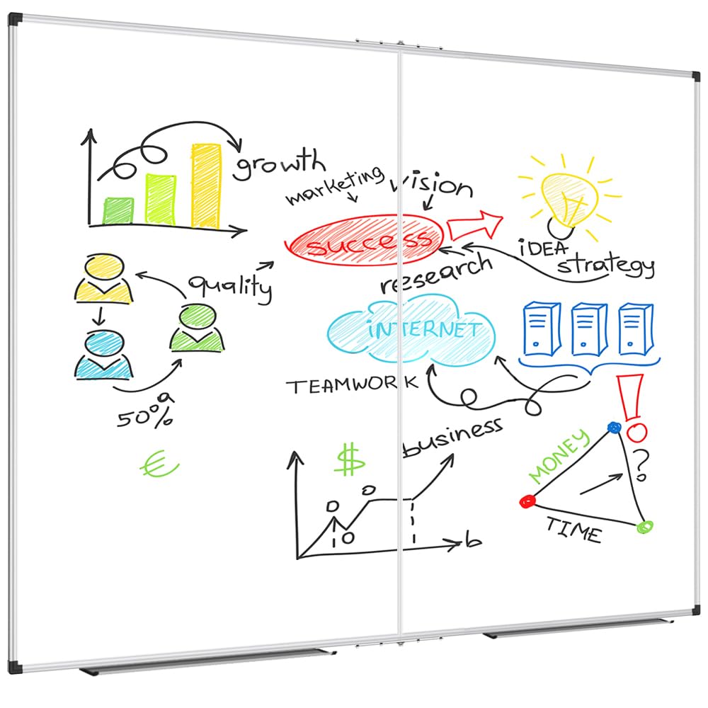 XBoard Magnetic Whiteboard 60 x 48 Inch, Dry Erase Board for Wall with Silver Aluminum Frame Foldable Presentation Board