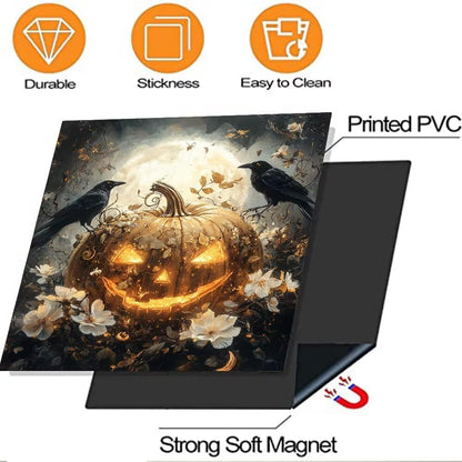 White Flower Sticker Dishwasher Cover, Magnet Halloween Fridge Magnet, Halloween Pumpkin Vinyl Panel Decal, Pumpkin Kitchen Decor, Home Appliance Magnet 23" x 26" Magnetic