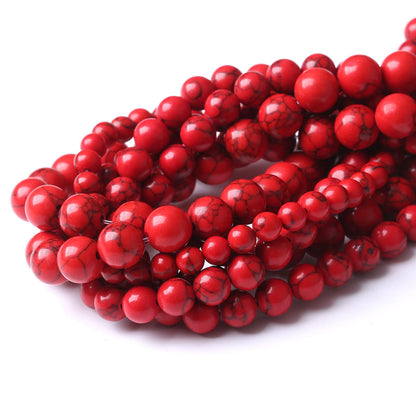 36PCS 10MM Beads Red Turquoise Beads with Mother-of-Pearl Round Loose Beads Natural Gem Beads for Jewelry Making 15"