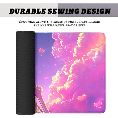 Cute Cartoon Skeleton Gaming Mouse Pad Pink and Purple Cloud Extended Mousepad Waterproof Stitched Edges Rubber Base Non-Slip Deskpad Computer Keyboard Mat 31.5"x11.8"