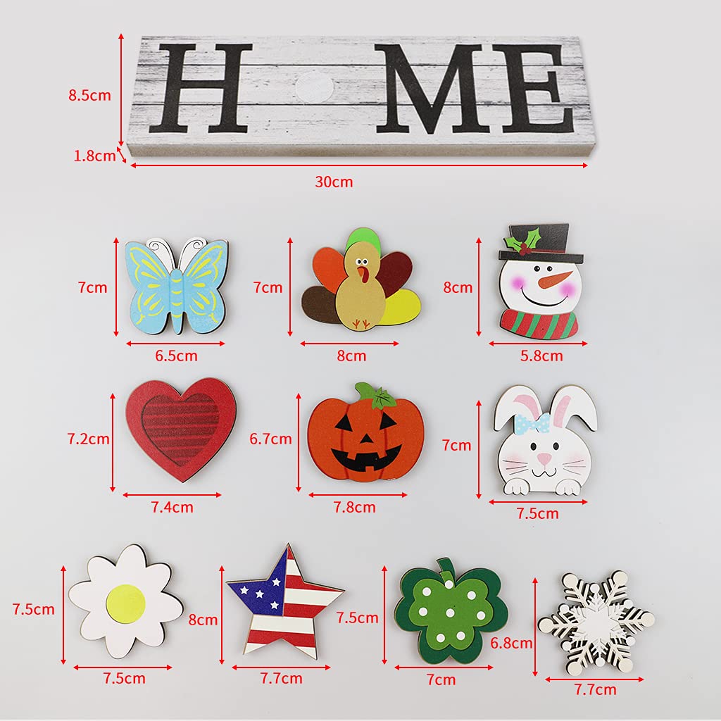 Alnicov “Home” Letter Sign Table Decoration Set with 10 Pieces Lovely Interchangeable Wooden Decor Sign Table Ornaments for Dinner Room Decor Table Topper